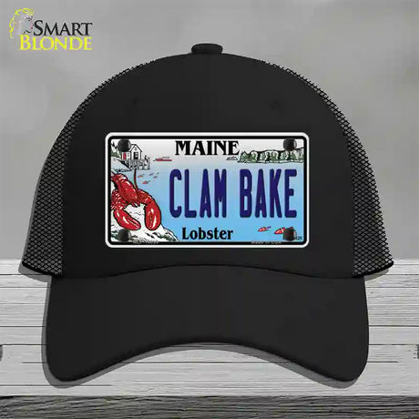 Clam Bake Maine Lobster Novelty License Plate Hat Mesh / Black