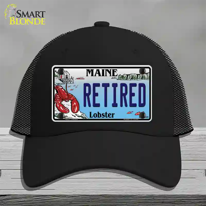 Retired Maine Lobster Novelty License Plate Hat Mesh / Black