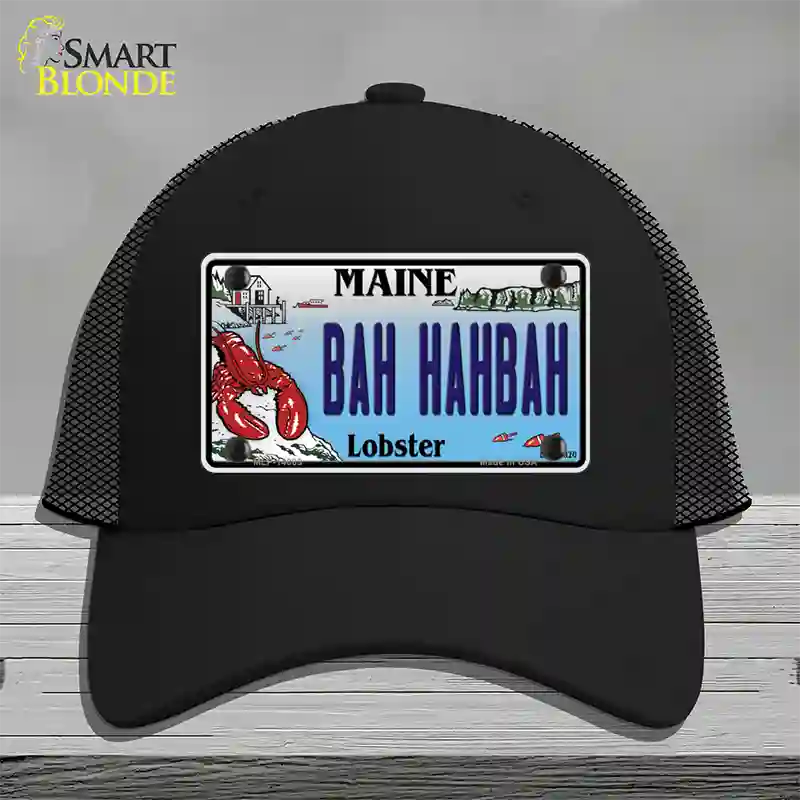 Bah Hahbah Maine Lobster Novelty License Plate Hat Mesh / Black