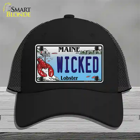 Wicked Maine Lobster Novelty License Plate Hat Mesh / Black