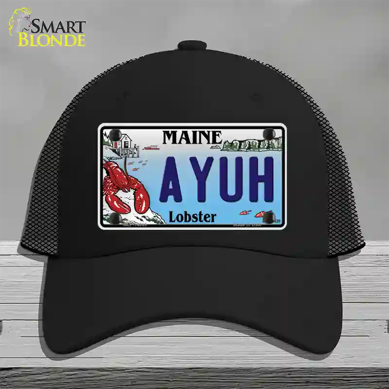 Ayuh Maine Lobster Novelty License Plate Hat Mesh / Black