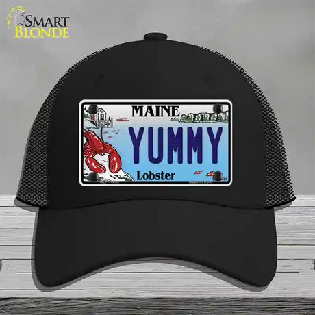 Yummy Maine Lobster Novelty License Plate Hat Mesh / Black