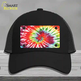 Red Swirl Tie-Dye Novelty License Plate Hat Mesh / Black