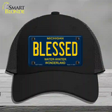 Blessed Michigan Blue Novelty License Plate Hat Mesh / Black