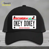 Okey Dokey Wisconsin State Background Novelty License Plate Hat Mesh / Black