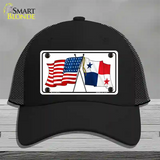 Panama Crossed US Flag Novelty License Plate Hat Mesh / Black