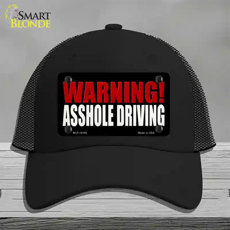 Warning Asshole Driving Novelty License Plate Hat Mesh / Black