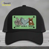 Peace Love Dogs Novelty License Plate Hat Mesh / Black