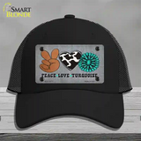 Peace Love Turquoise Novelty License Plate Hat Mesh / Black