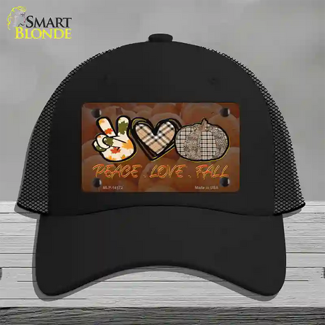 Peace Love Fall Novelty License Plate Hat Mesh / Black