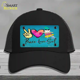 Peace Love Surf Novelty License Plate Hat Mesh / Black