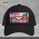 Peace Love Summer Pineapple BeachNovelty License Plate Hat Mesh / Black