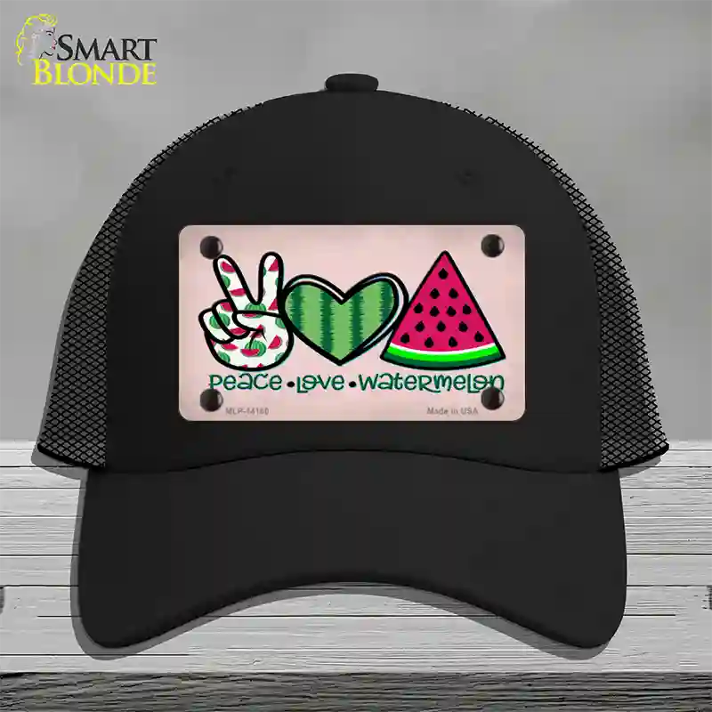 Peace Love Watermelon Novelty License Plate Hat Mesh / Black