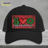 Peace Love Joy Novelty License Plate Hat Mesh / Black