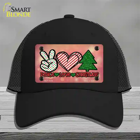 Peace Love Christmas Novelty License Plate Hat Mesh / Black