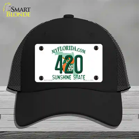 420 Florida Novelty License Plate Hat Mesh / Black