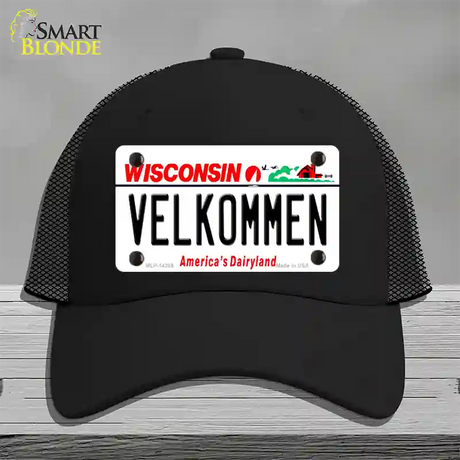 Velkommen Wisconsin Novelty License Plate Hat Mesh / Black