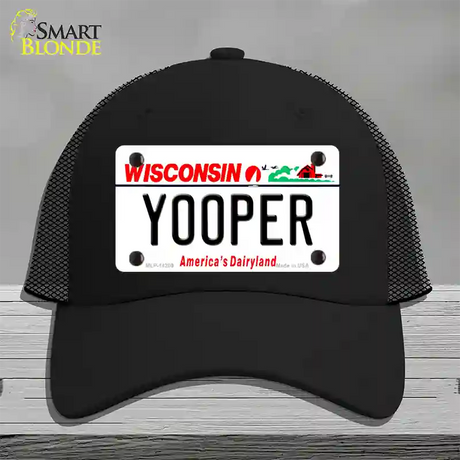 Yooper Wisconsin Novelty License Plate Hat Mesh / Black