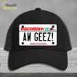 Aw Geez Wisconsin Novelty License Plate Hat Mesh / Black