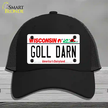 Goll Darn Wisconsin Novelty License Plate Hat Mesh / Black