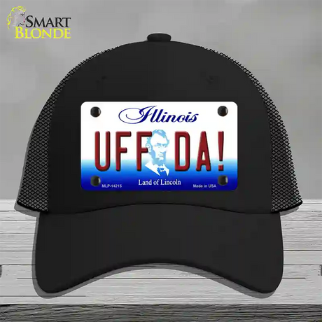 Uff Da Illinois Novelty License Plate Hat Mesh / Black