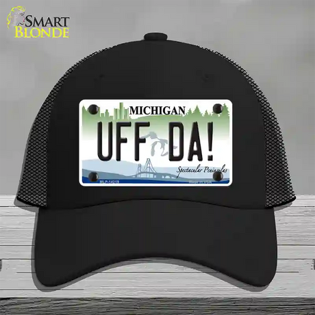 Uff Da Michigan Novelty License Plate Hat Mesh / Black