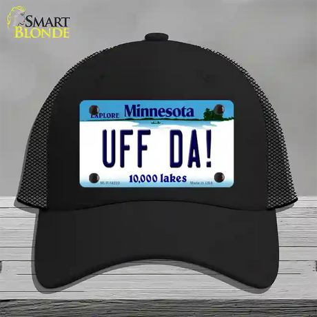 Uff Da Minnesota Novelty License Plate Hat Mesh / Black