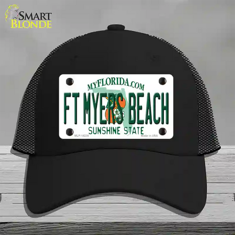 Florida FT Myers Beach Novelty License Plate Hat Mesh / Black