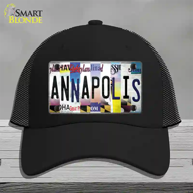 Annapolis Strip Art Novelty License Plate Hat Mesh / Black