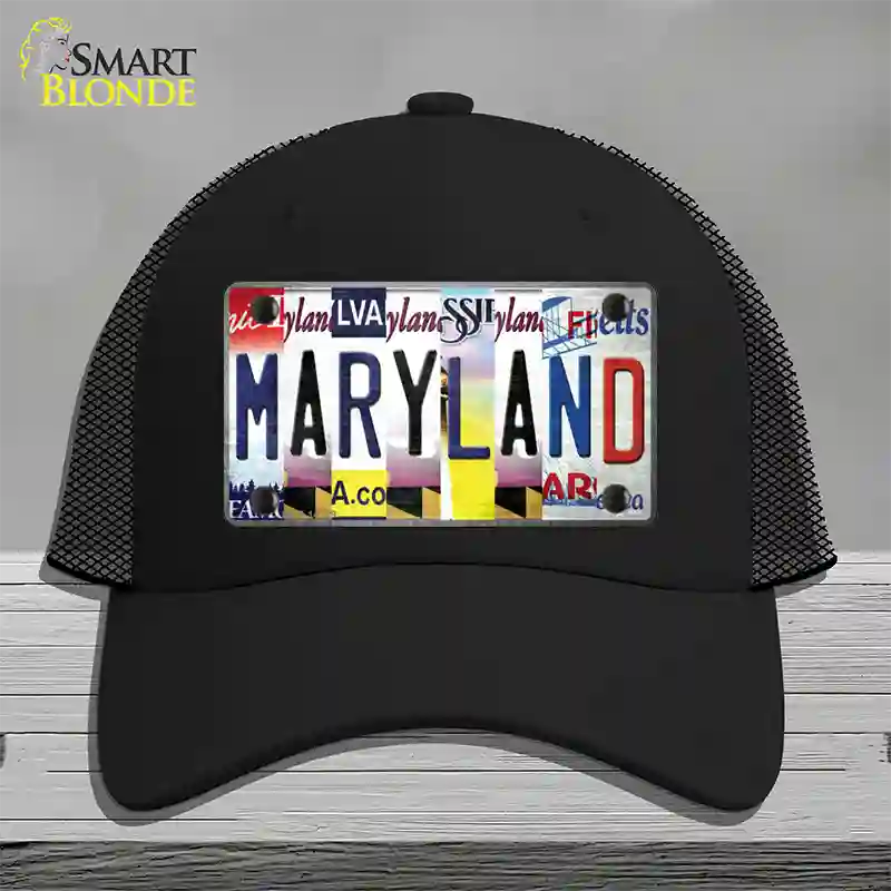 Maryland Strip Art Novelty License Plate Hat Mesh / Black