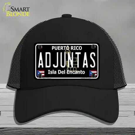 Adjuntas Puerto Rico Black Novelty License Plate Hat Mesh / Black