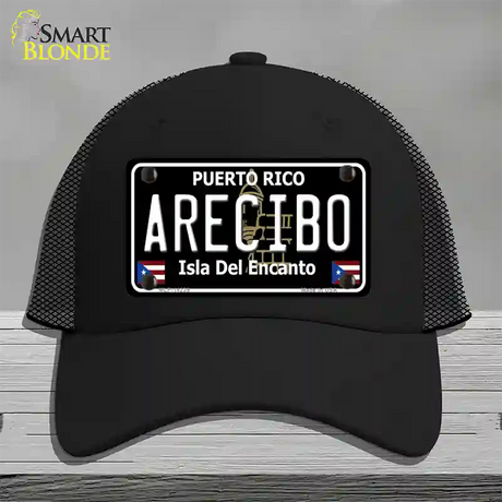 Arecibo Puerto Rico Black Novelty License Plate Hat Mesh / Black