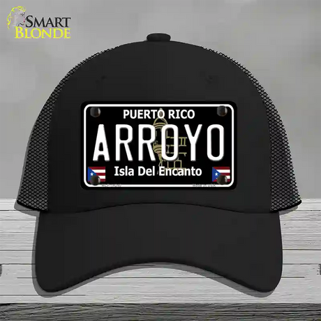 Arroyo Puerto Rico Black Novelty License Plate Hat Mesh / Black