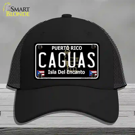 Caguas Puerto Rico Black Novelty License Plate Hat Mesh / Black