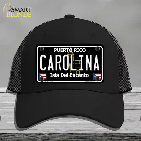 Carolina Puerto Rico Black Novelty License Plate Hat Mesh / Black