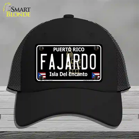 Fajardo Puerto Rico Black Novelty License Plate Hat Mesh / Black