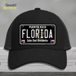 Florida Puerto Rico Black Novelty License Plate Hat Mesh / Black