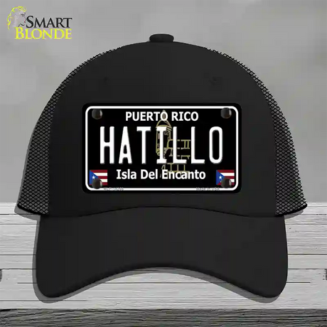 Hatillo Puerto Rico Black Novelty License Plate Hat Mesh / Black