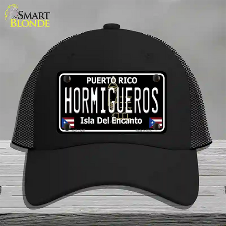 Hormigueros Puerto Rico Black Novelty License Plate Hat Mesh / Black