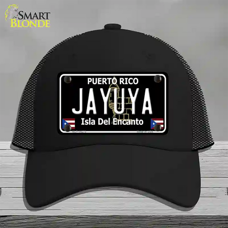 Jayuya Puerto Rico Black Novelty License Plate Hat Mesh / Black