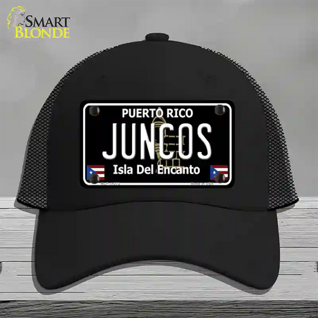 Juncos Puerto Rico Black Novelty License Plate Hat Mesh / Black