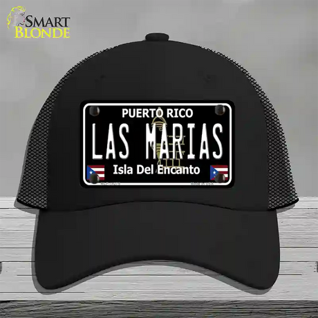 Las Marias Puerto Rico Black Novelty License Plate Hat Mesh / Black