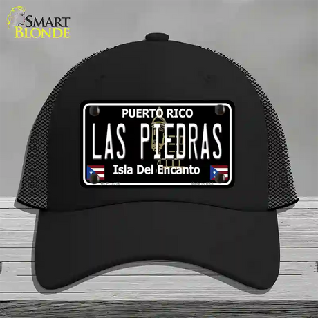 Las Piedras Puerto Rico Black Novelty License Plate Hat Mesh / Black