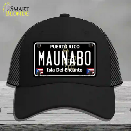 Maunabo Puerto Rico Black Novelty License Plate Hat Mesh / Black