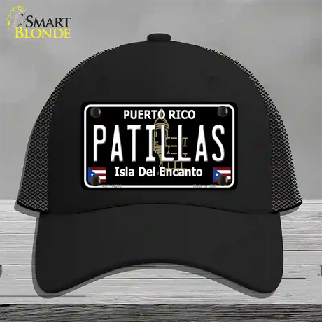 Patillas Puerto Rico Black Novelty License Plate Hat Mesh / Black