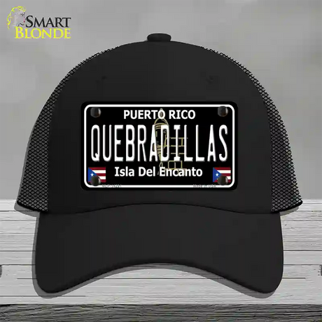 Quebradillas Puerto Rico Black Novelty License Plate Hat Mesh / Black