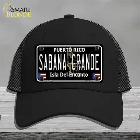 Sabana Grande Puerto Rico Black Novelty License Plate Hat Mesh / Black