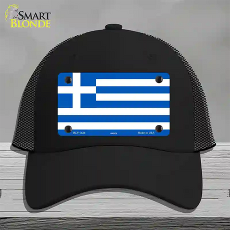 Greece Flag Novelty License Plate Hat Mesh / Black