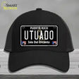 Utuado Puerto Rico Black Novelty License Plate Hat Mesh / Black