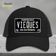 Vieques Puerto Rico Black Novelty License Plate Hat Mesh / Black